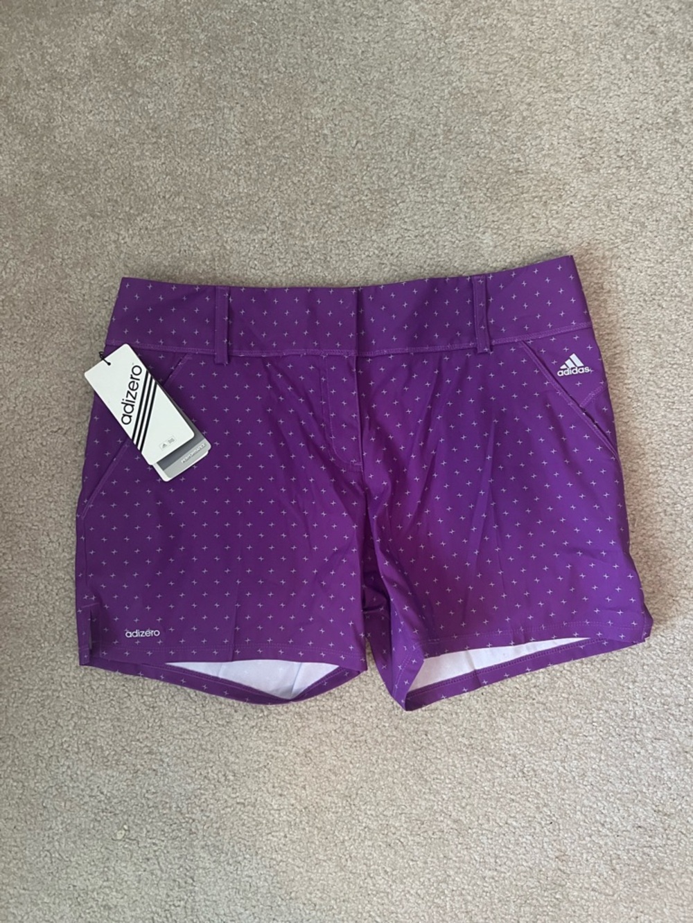 Adidas Purple Adizero Athletic Shorts with Micro Dot Print